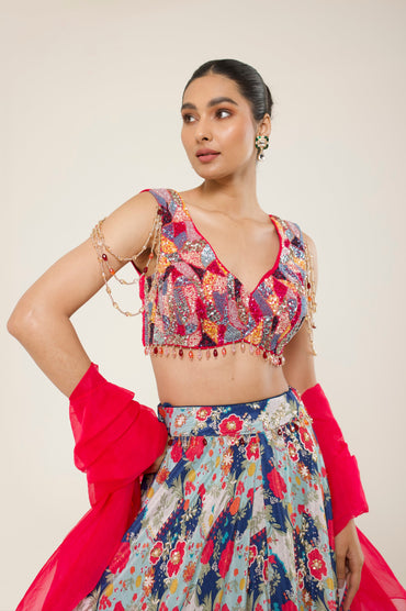 DEWDROP PRINTED LEHENGA SET