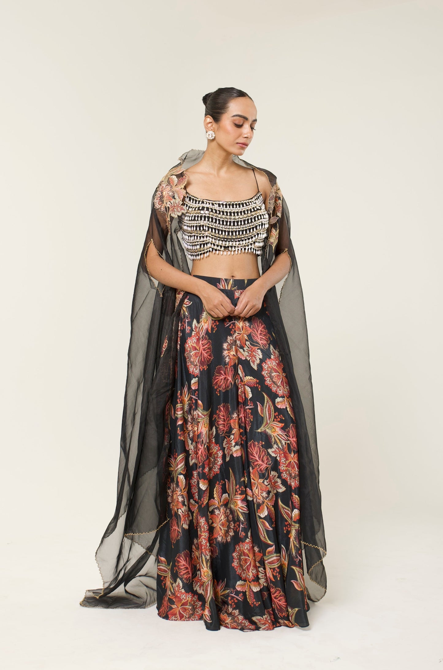 MIRELLE PRINTED SHARARA CAPE SET