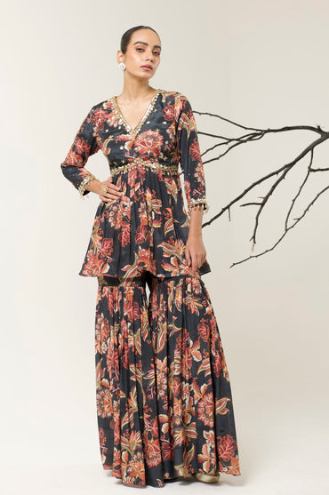 MIDNIGHT ORCHID GHARARA SET