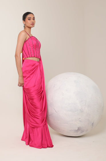 PINK EMBROIDERED SAREE