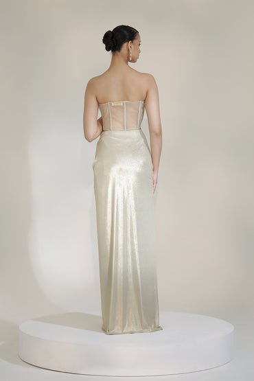 CHAMPAGNE CORSET DHOTI SET