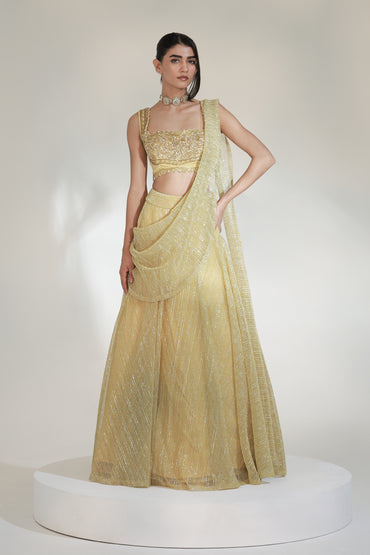 NOORISH DRAPE LEHENGA SET