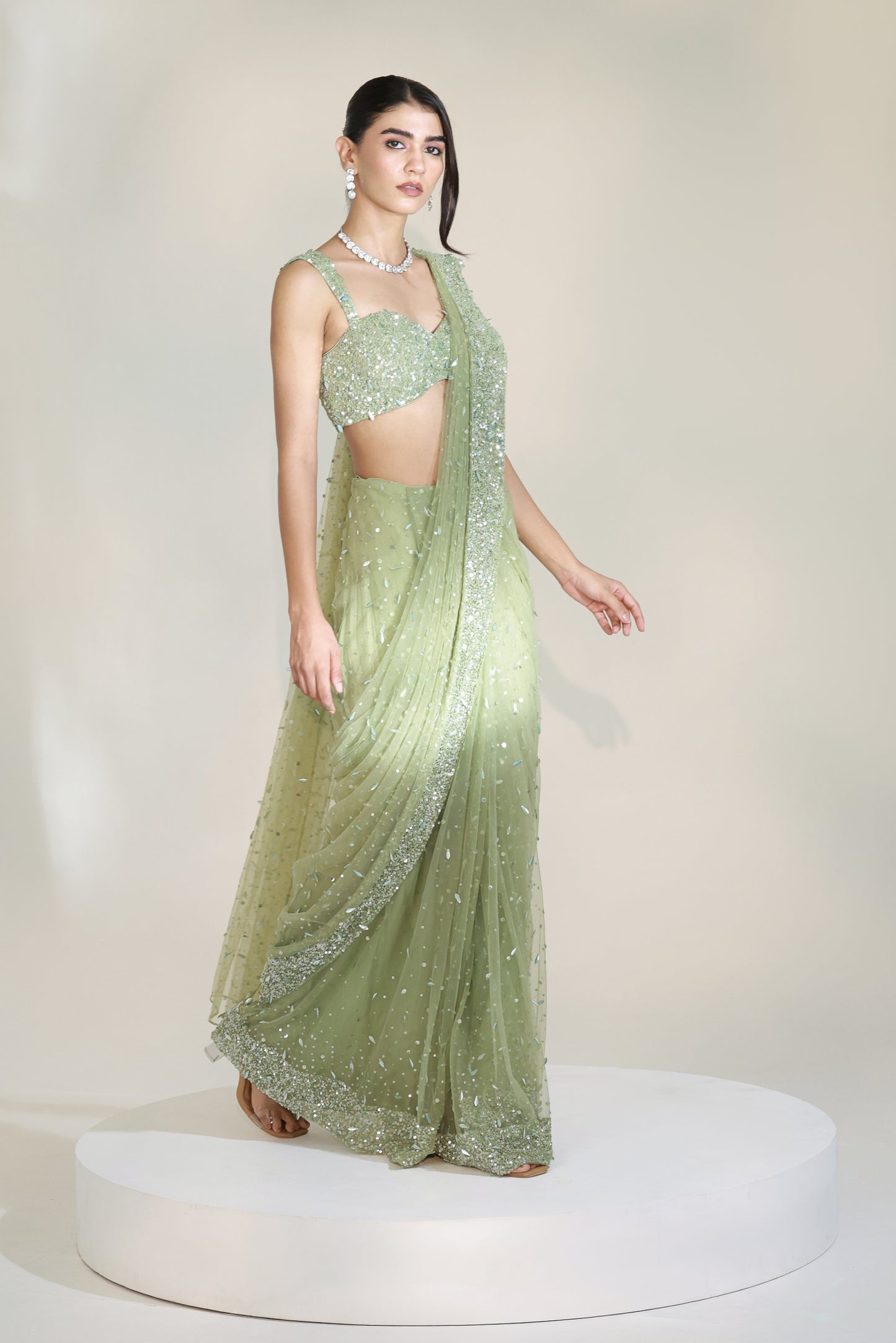 SAGE GLAM SAREE SET