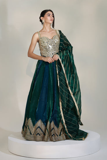 PRISM COLOUR BLOCKED LEHENGA