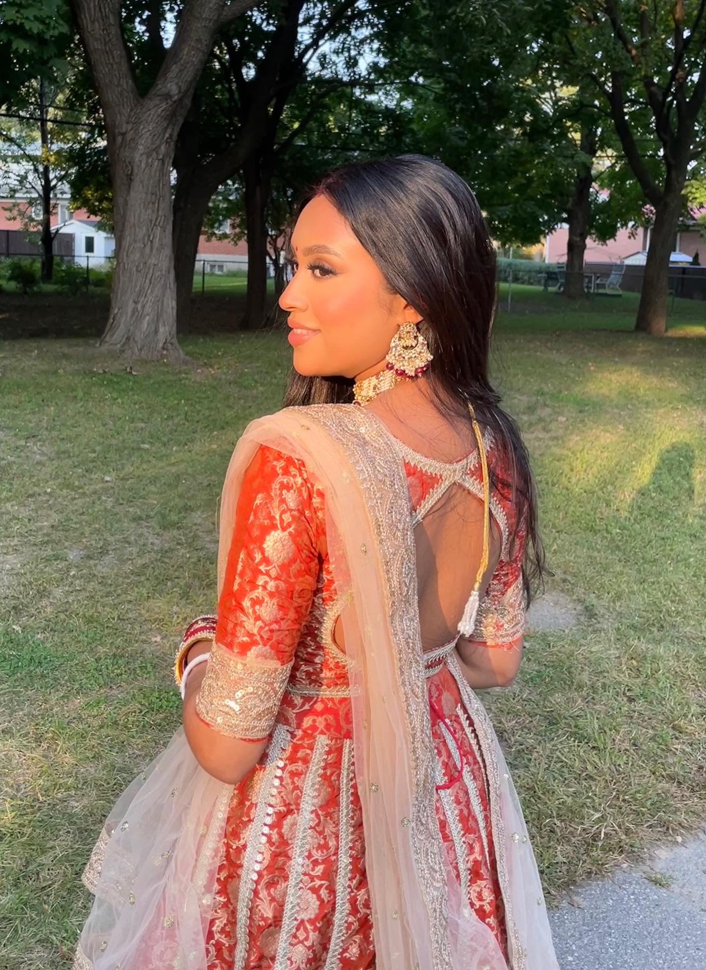 Rust Orange Banarsi Lehenga