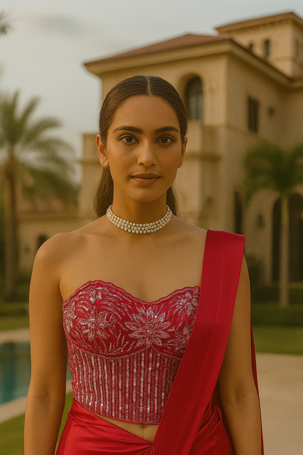 PINK EMBROIDERED CORSET SAREE