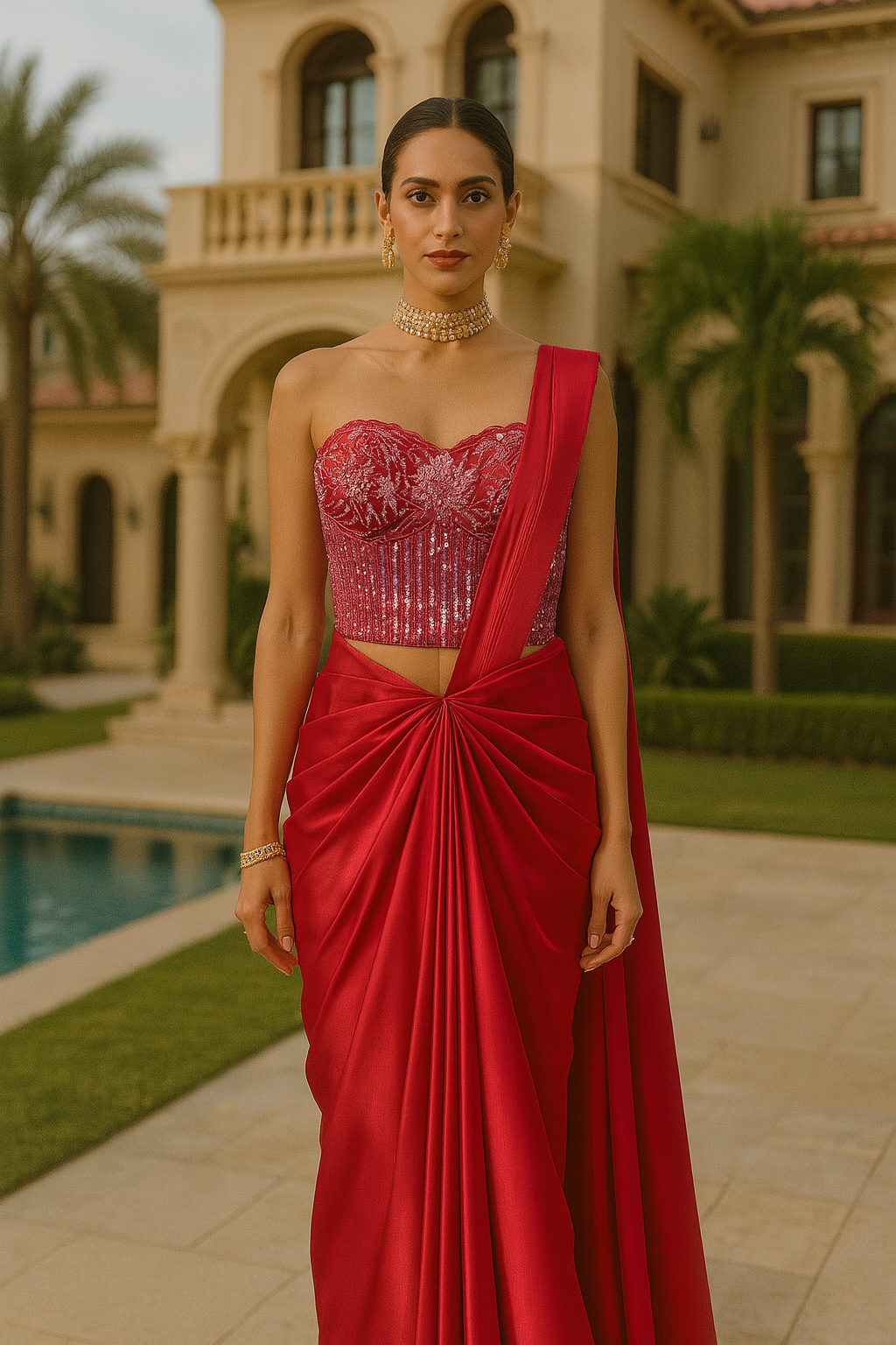 PINK EMBROIDERED CORSET SAREE