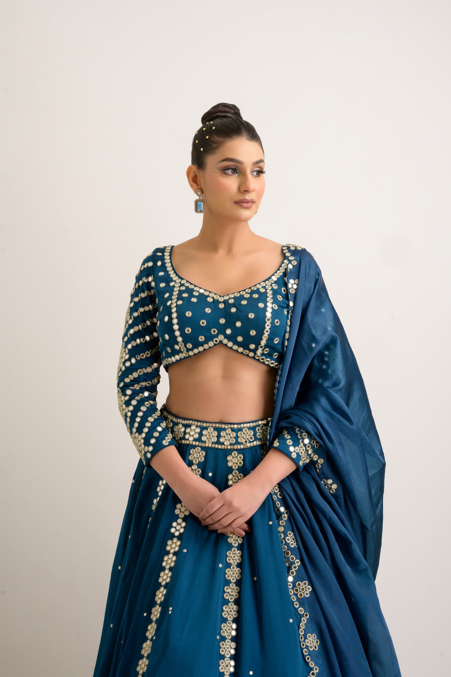 Aegan Blue Mirror Lehenga