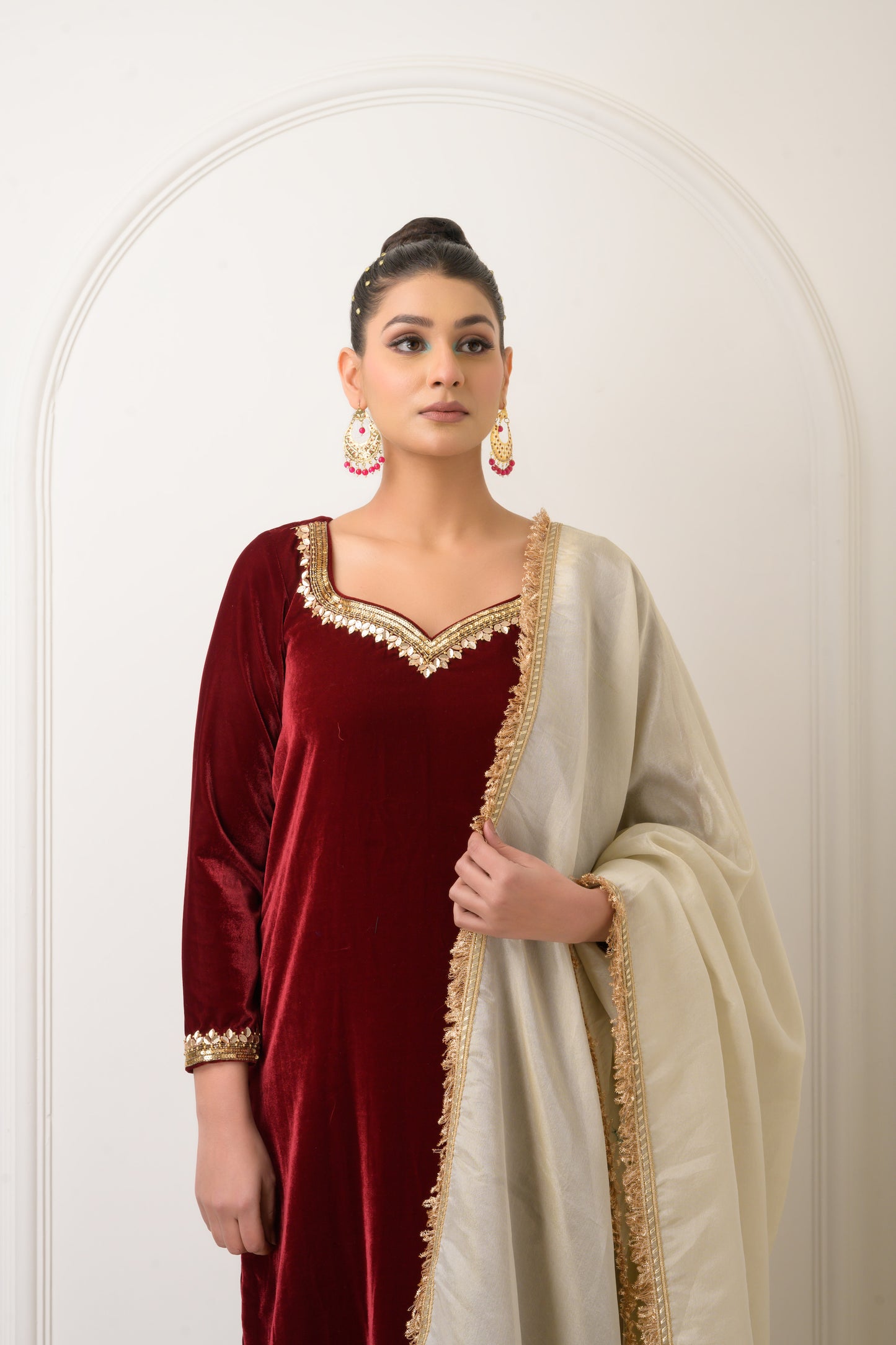 Maroon Velvet Suit