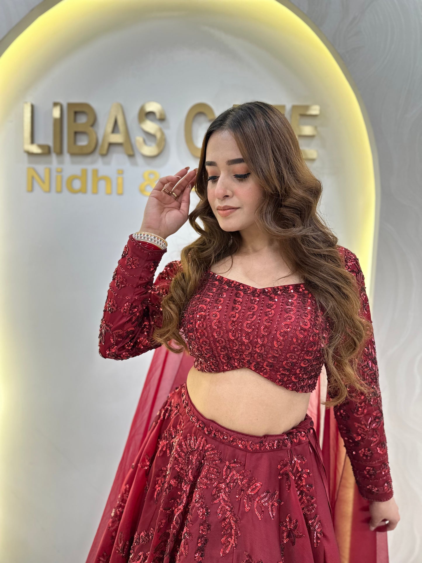 Maroon Embellished Lehenga
