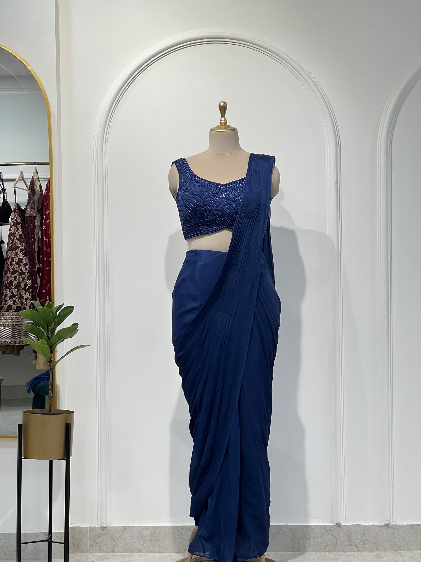 Navy Cape Saree