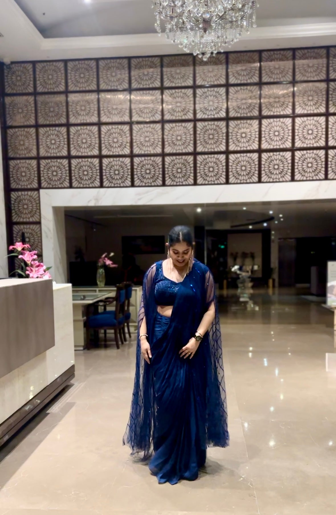 Navy Cape Saree
