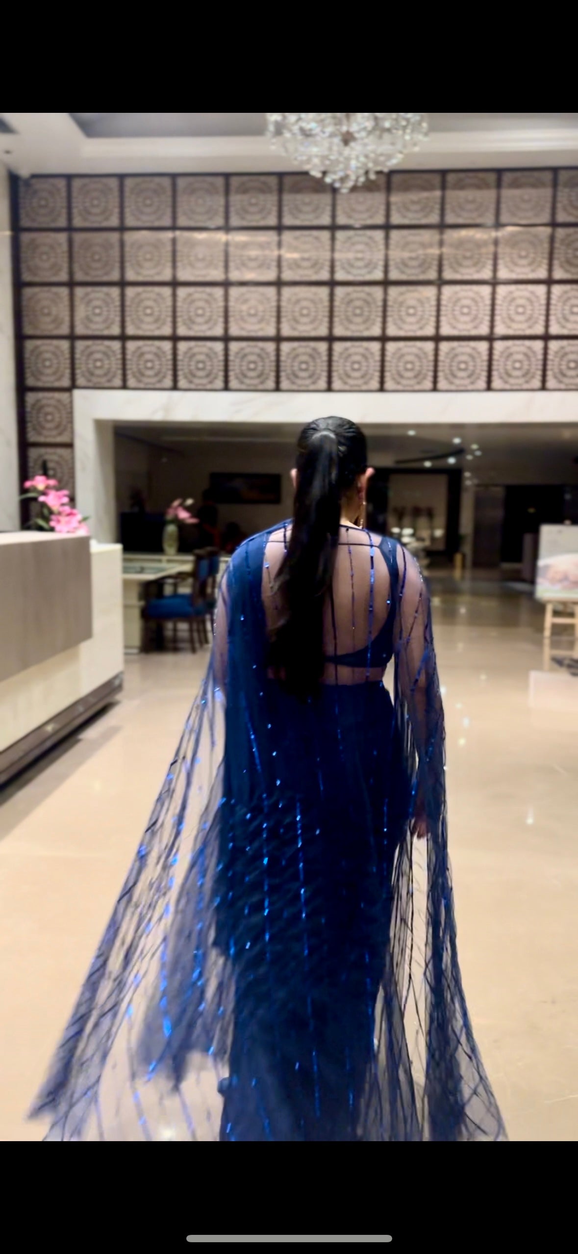 Navy Cape Saree
