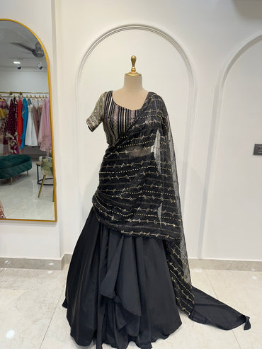 Black Lehenga saree