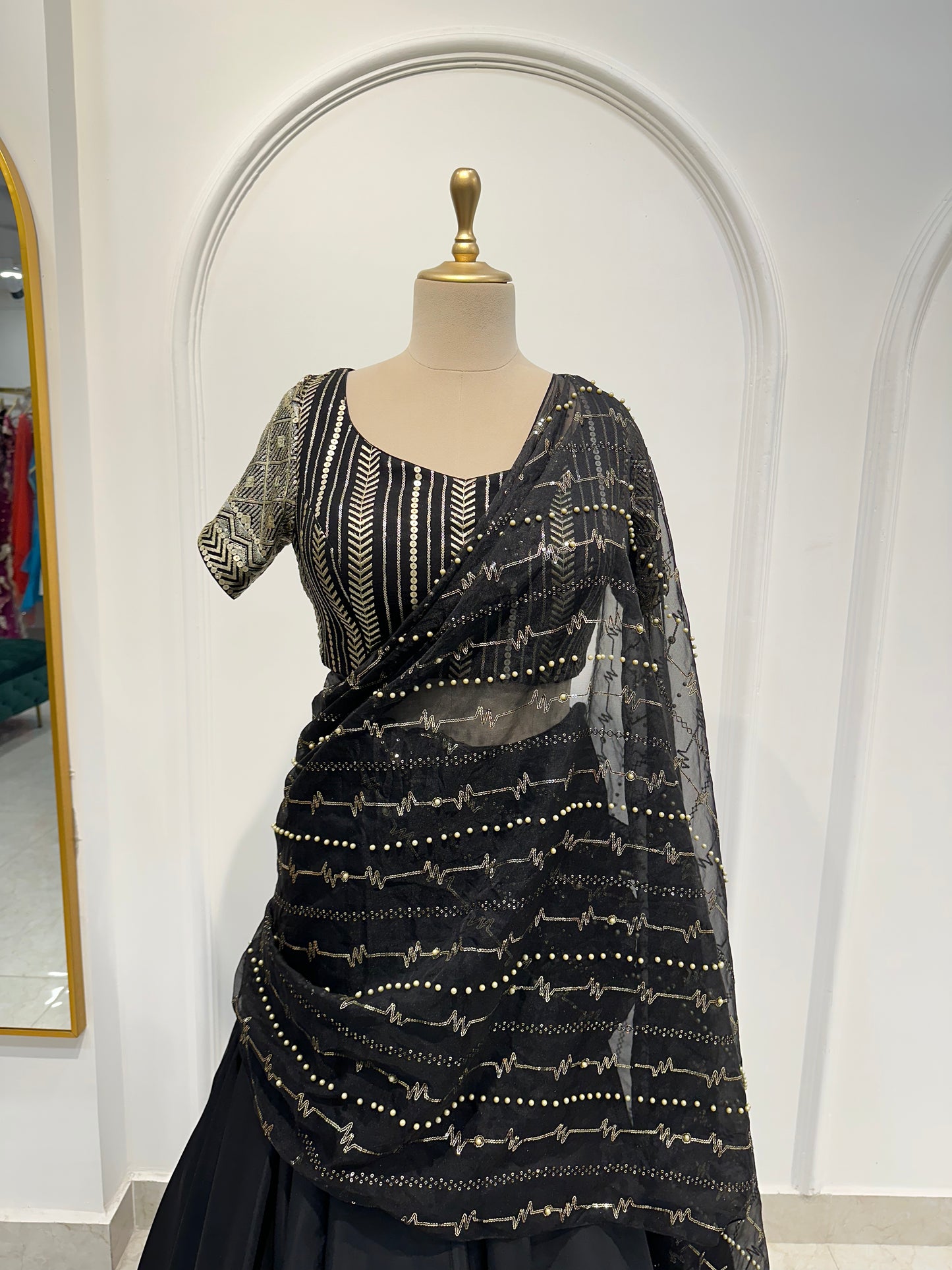 Black Lehenga saree
