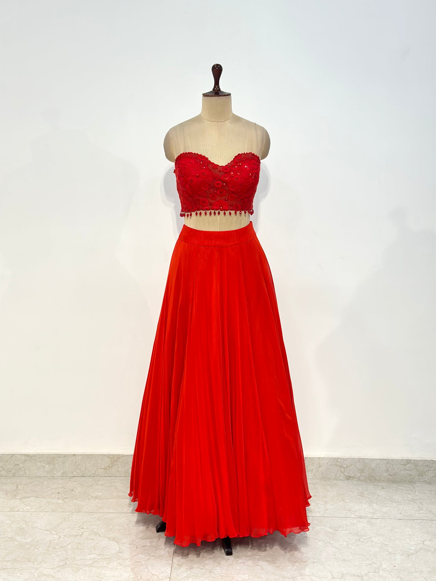 RADIANT RED TUBE LEHENGA