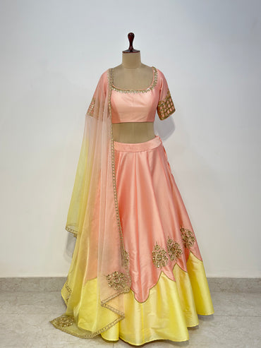 PEACH YELLOW LEHENGA