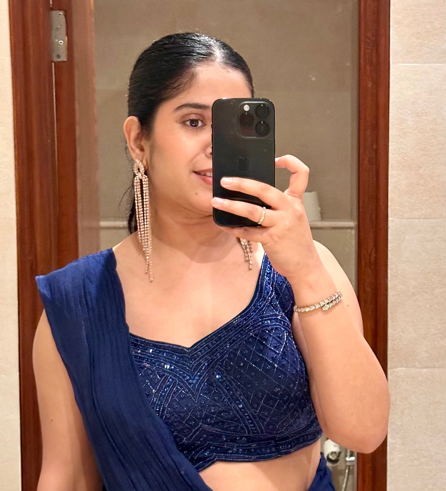 Navy Cape Saree
