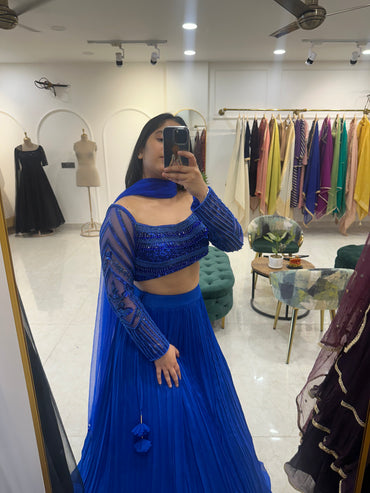 BLUE BEADED LEHENGA