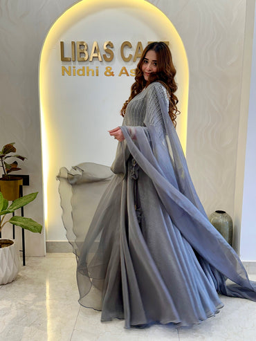 Charcoal Grey Pearl Lehenga