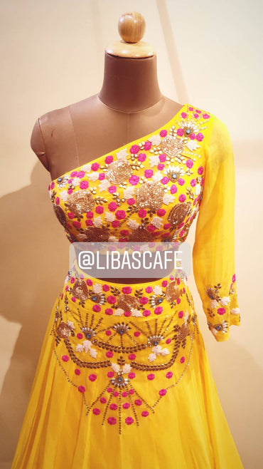 Yellow Colorful Embroidered Lehenga
