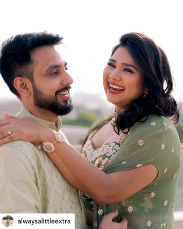 Diksha In Our Pickle Green Pearl Cape Lehenga