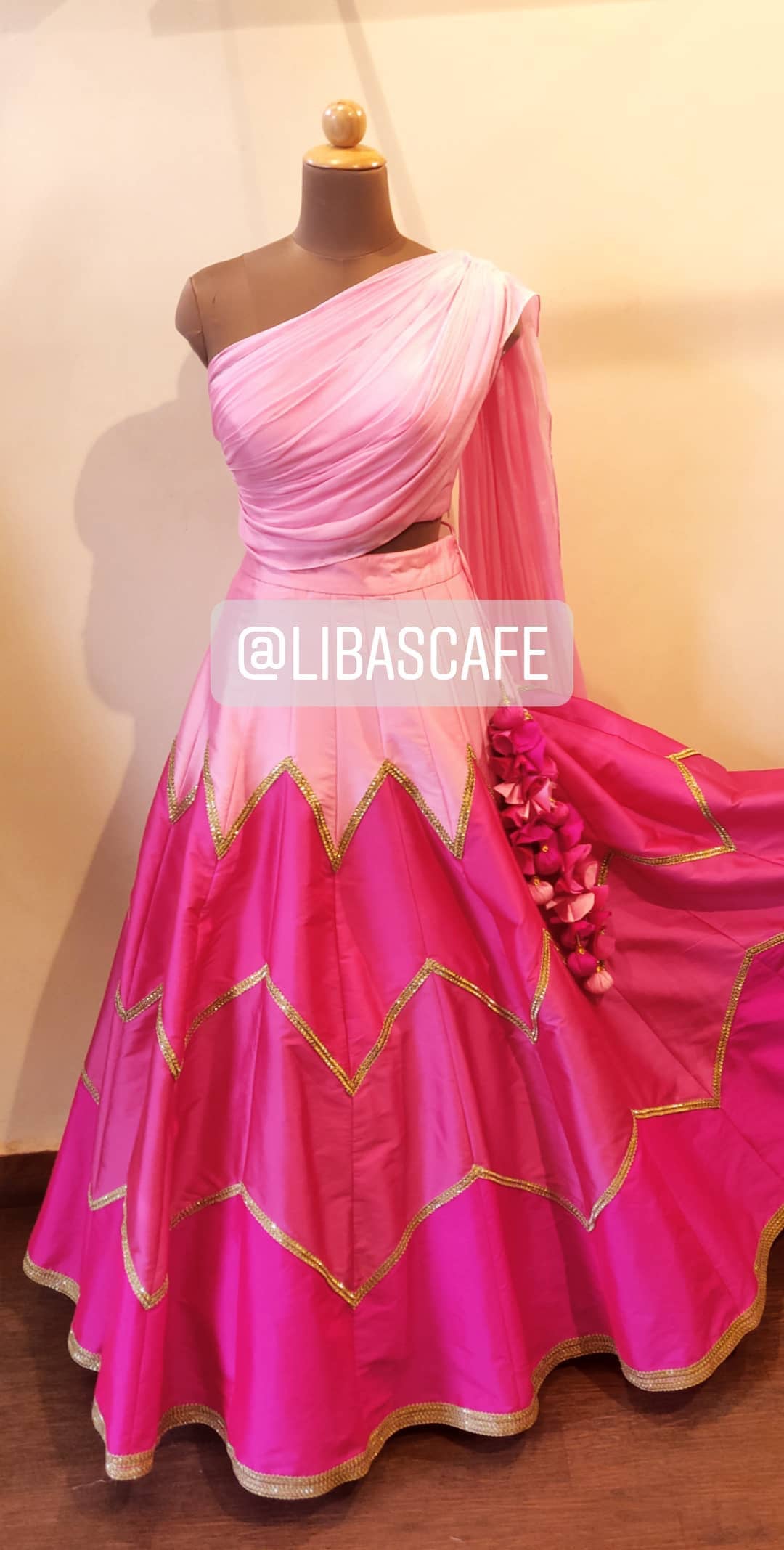 Pink Drape Lehenga