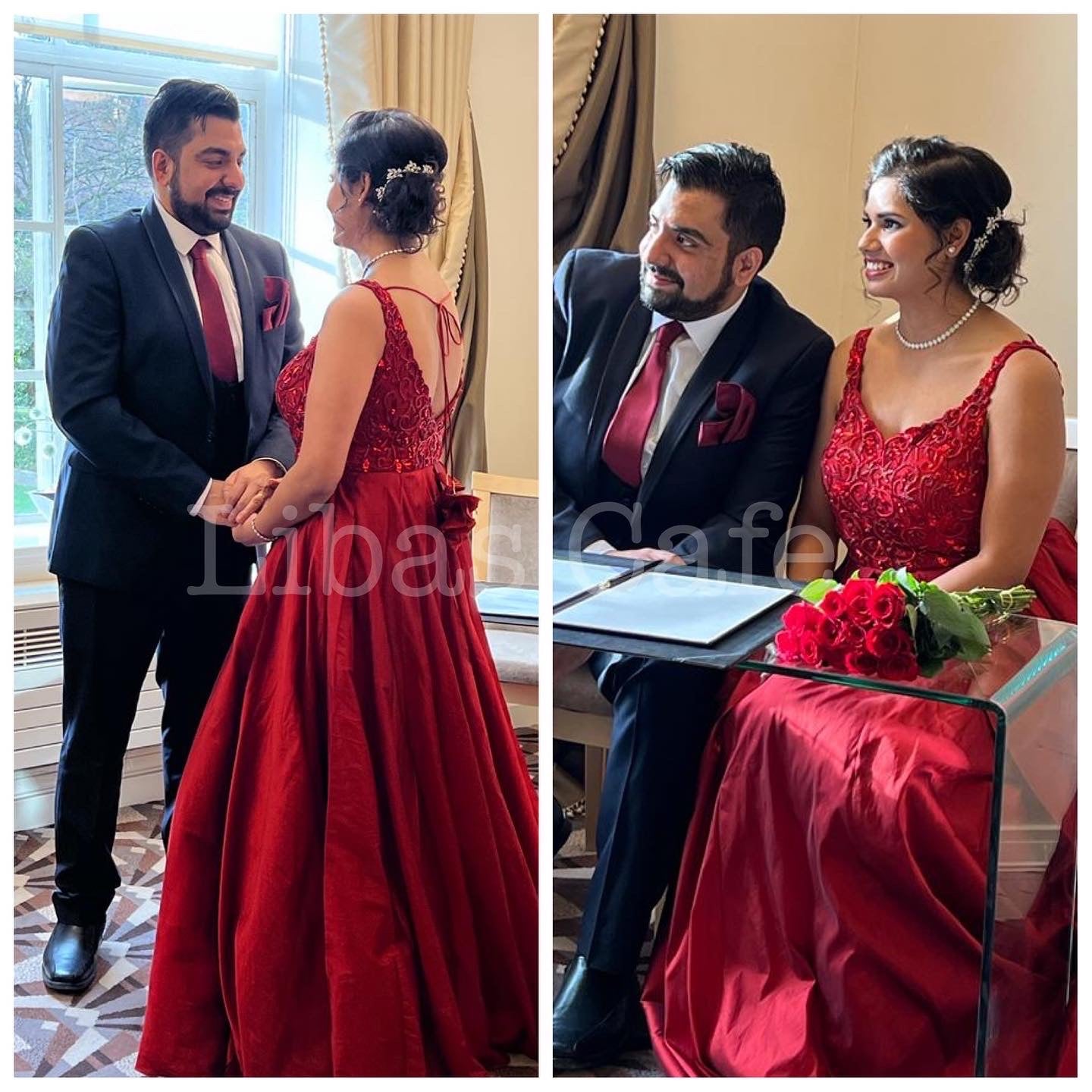 Client In Our Red Gown With Red Embroidery