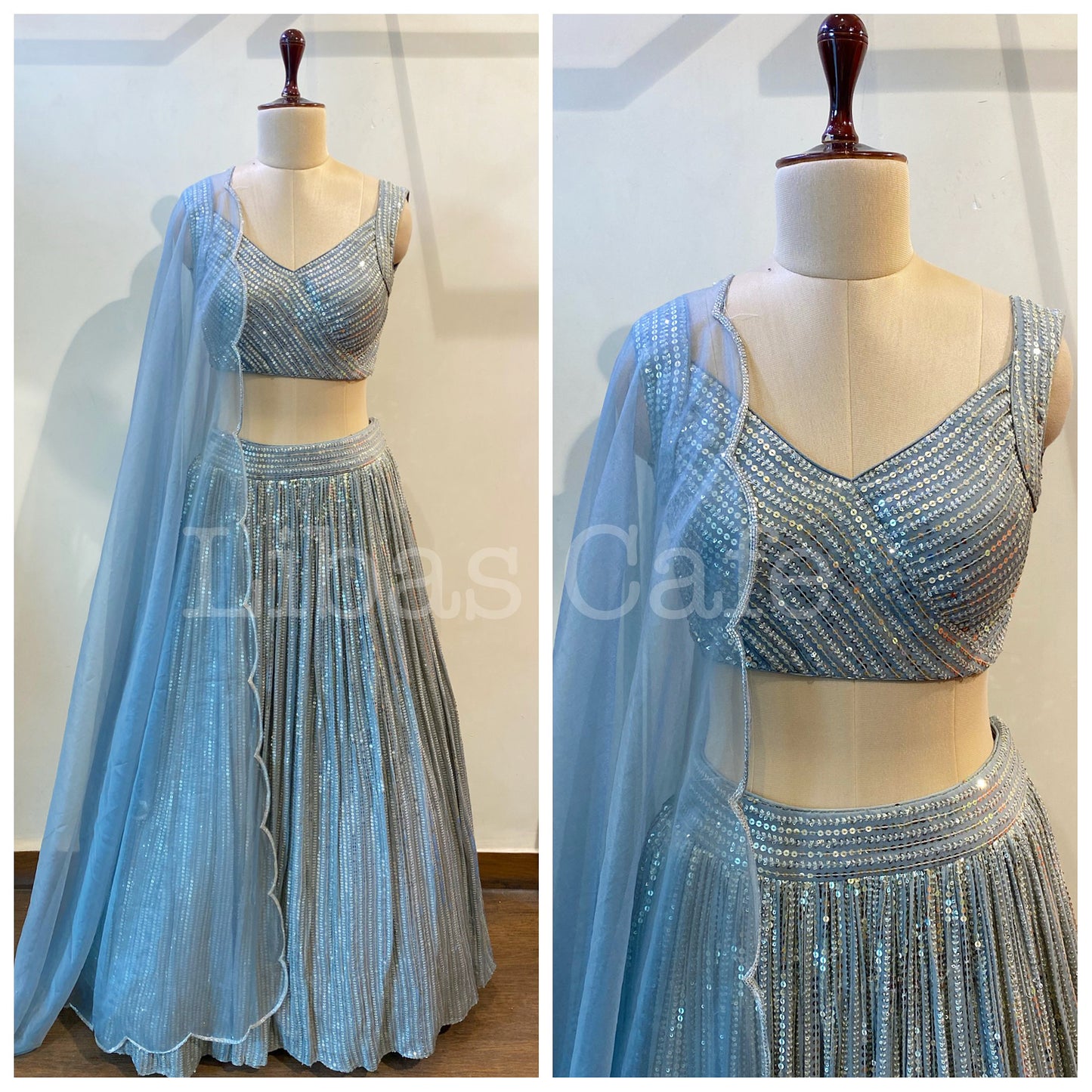 Steel Grey Shine On Lehenga