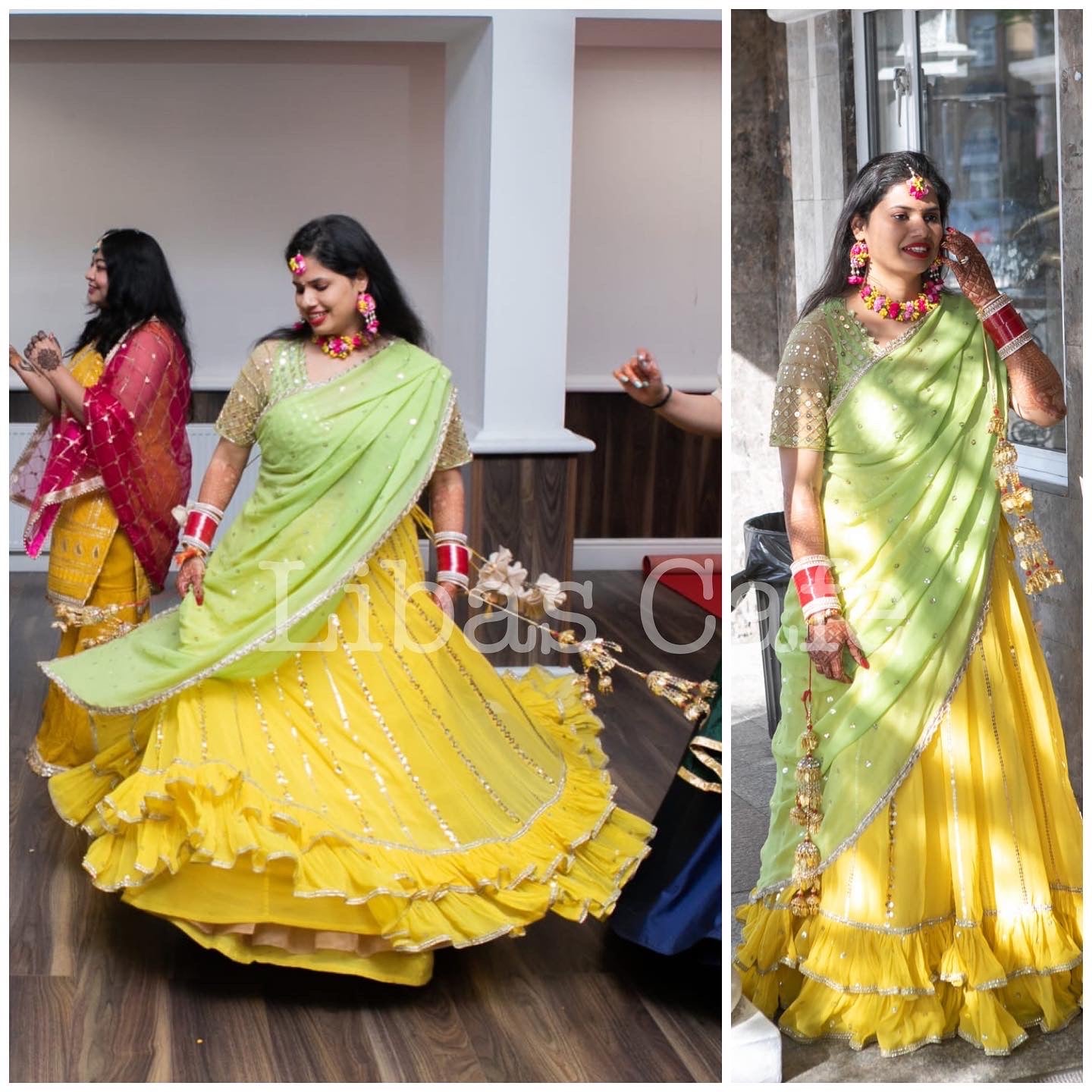 Client In Green - Yellow Sequin Lehenga