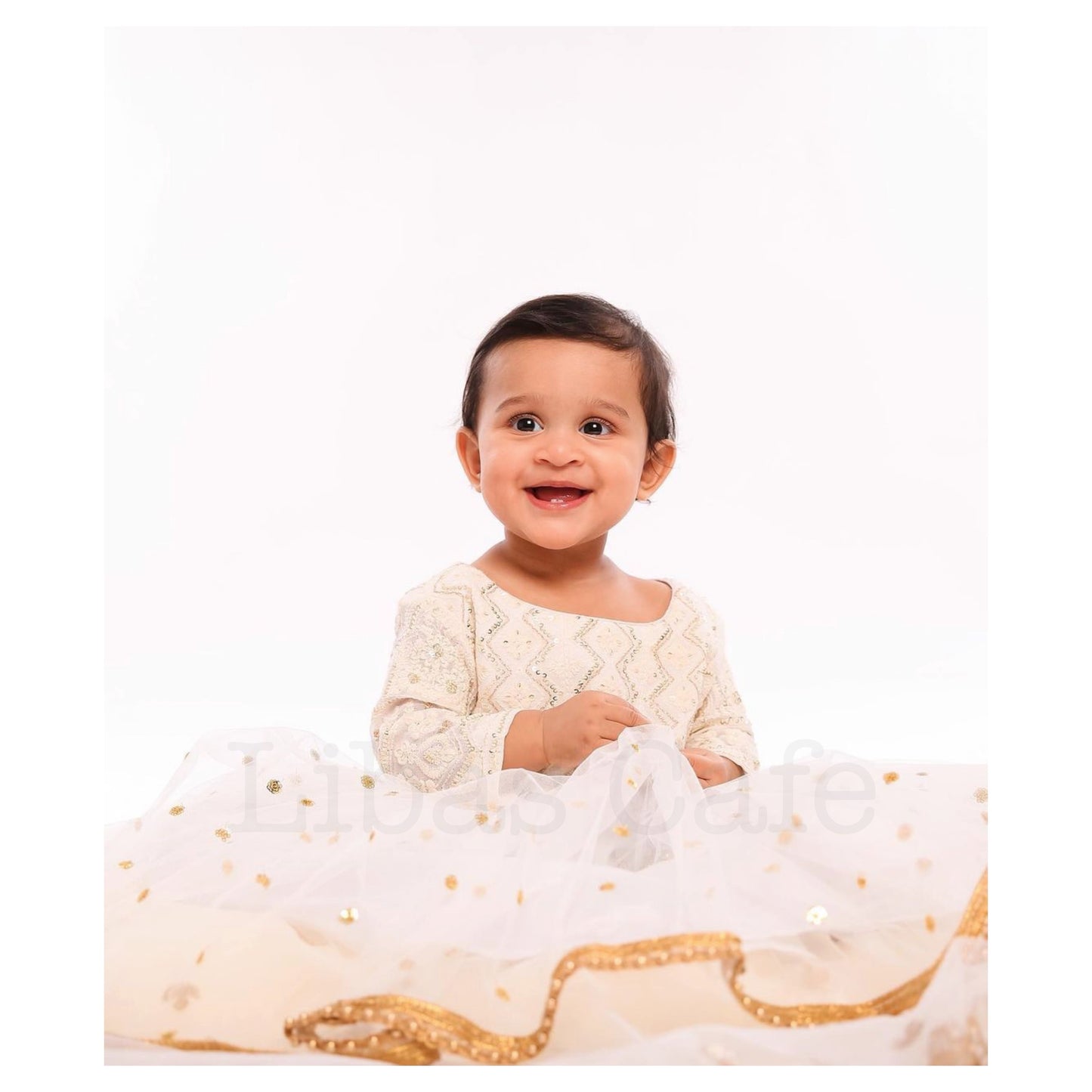 White Net Lakhnavi Frock/suit