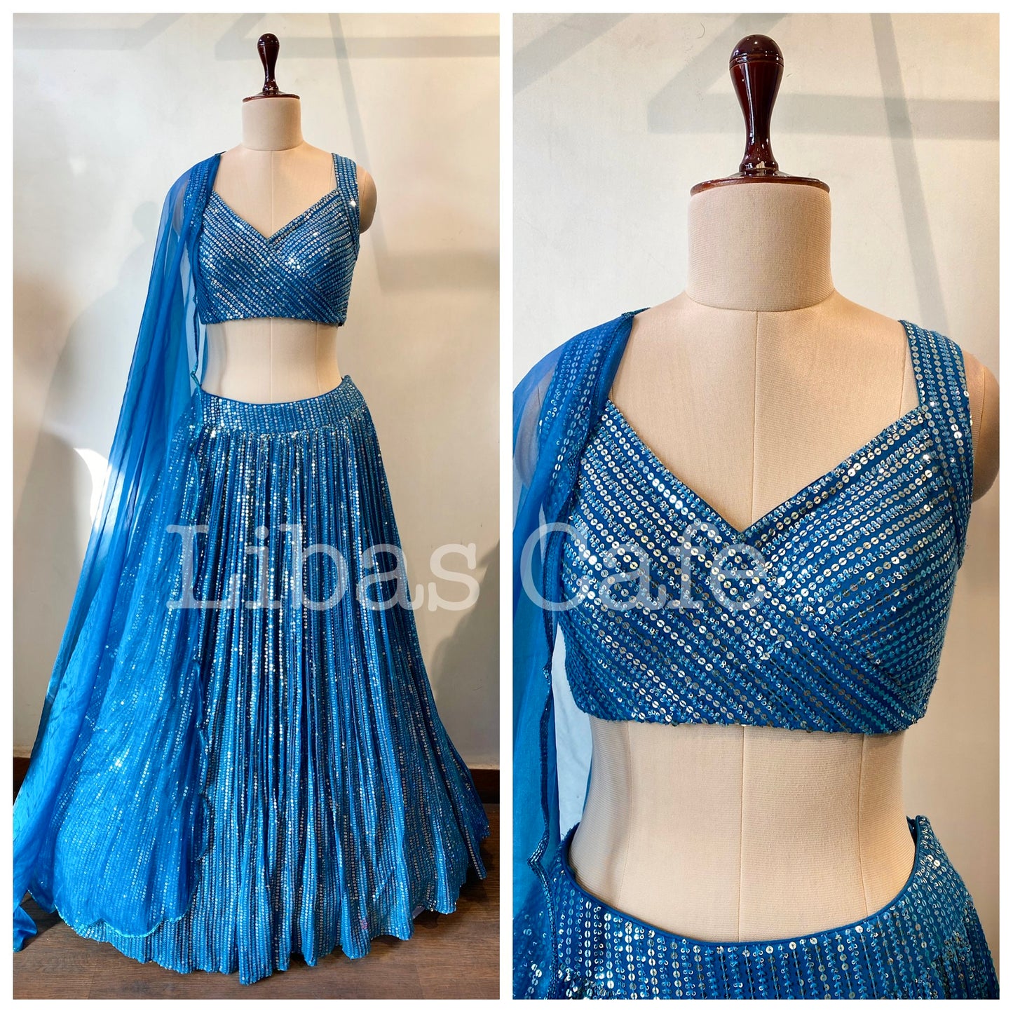 Cool Blue Shine On Lehenga