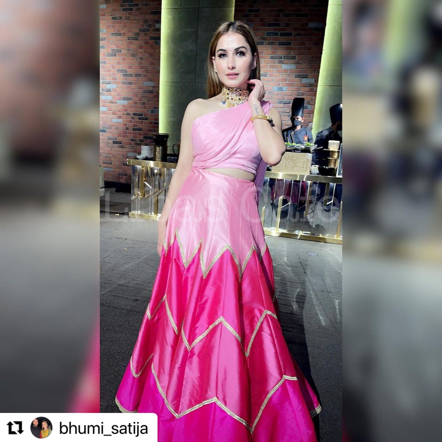 Pink Drape Lehenga
