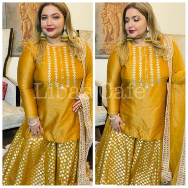 Chanderi Kurta With Chanderi Motif Sharara