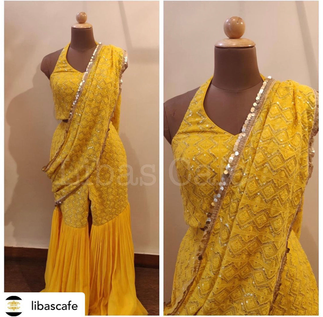 Pria Beniwal In Yellow Lakhnavi Drape Gharara