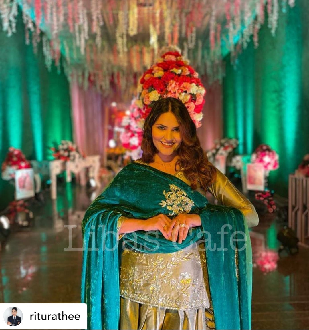 Grey Silk Long Top With Lehenga