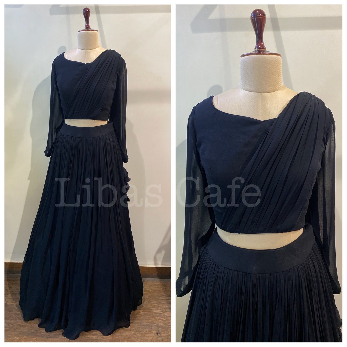 Black Drape Lehenga