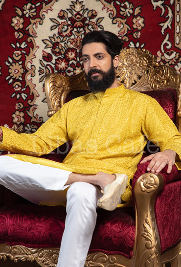Mustard Yellow Linen Kurta