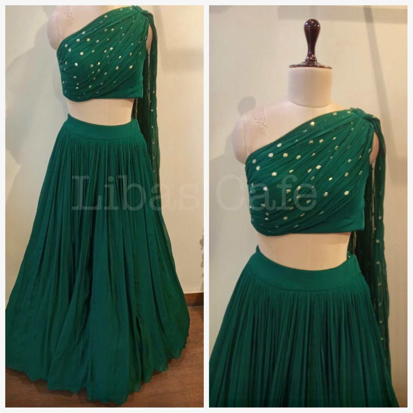 Emerald Green Drape Lehenga
