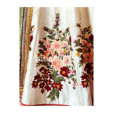 Ivory Bridal Lehenga With Multicolored Thread