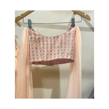 Peach Aeroplane Sleeves Baby Girl Lehenga