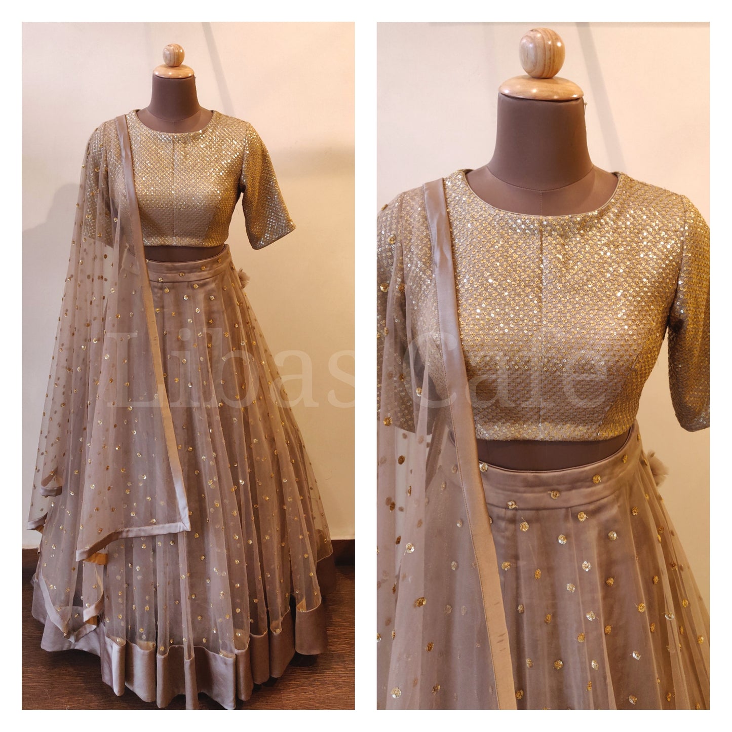 Grey Sequin Lehenga