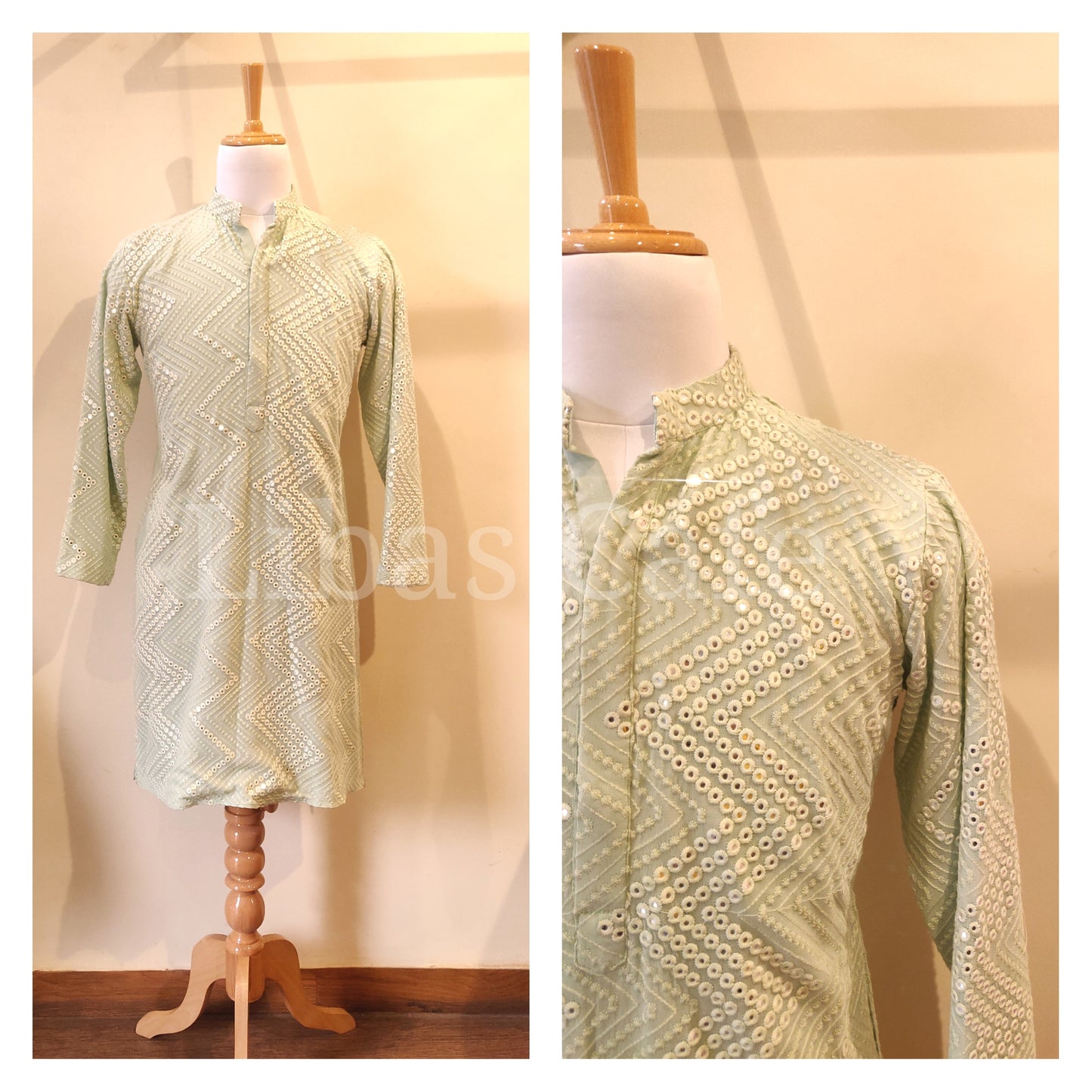 Mint Mirror Lakhnavi Kurta