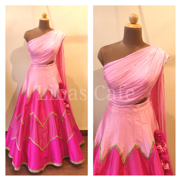 Pink Drape Lehenga
