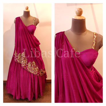 Pink Drape lehenga