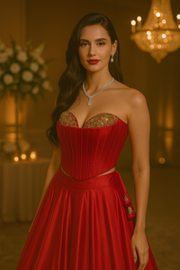 RED CORSET LEHENGA