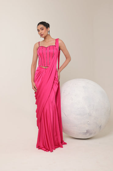 PINK EMBROIDERED SAREE