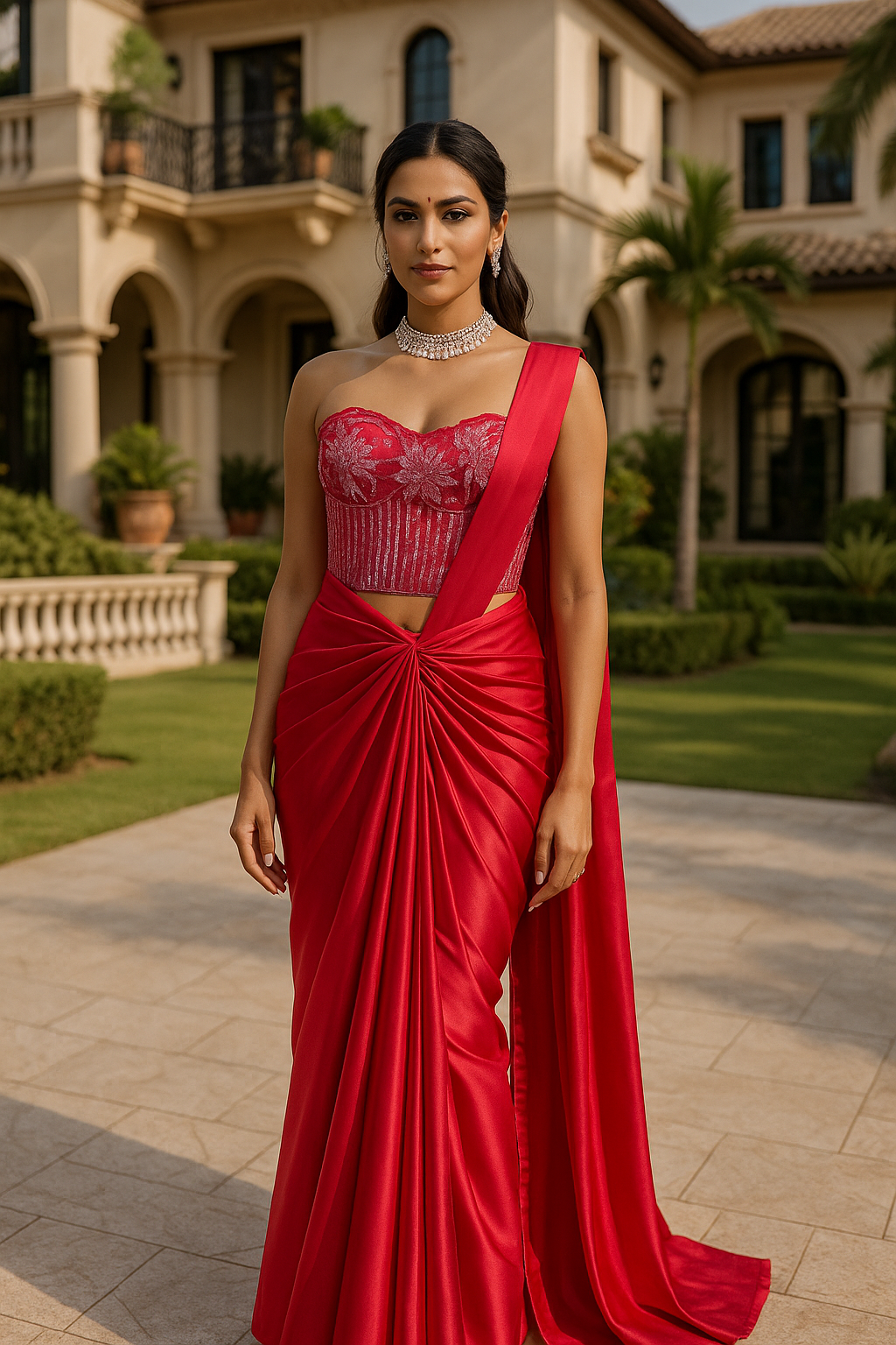 PINK EMBROIDERED CORSET SAREE