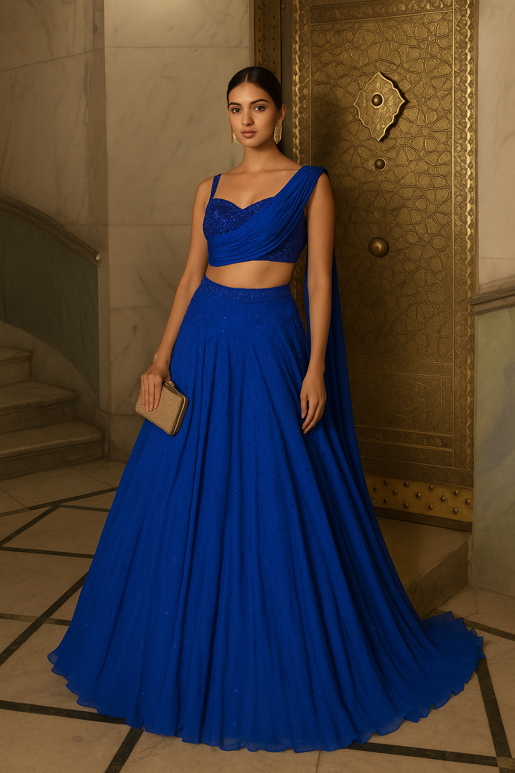 ELECTRIC BLUE MODERN LEHENGA