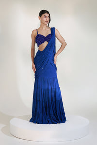 BLUE BOLT DRAPE SKIRT SET